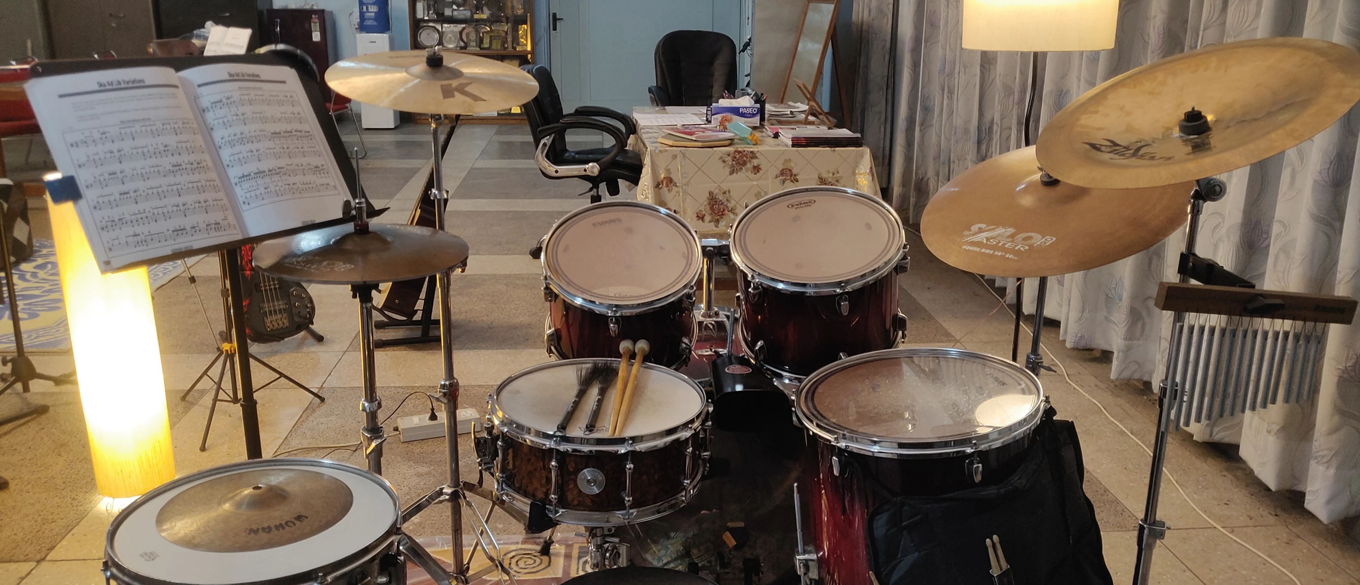 Drum kit at Noel Drums School